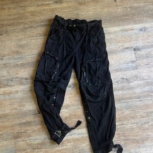 We the Free Black Cargo Pants with Zipper Pockets, XS